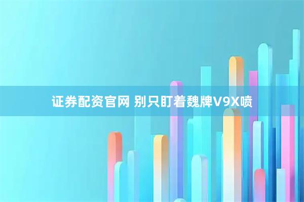 证券配资官网 别只盯着魏牌V9X喷